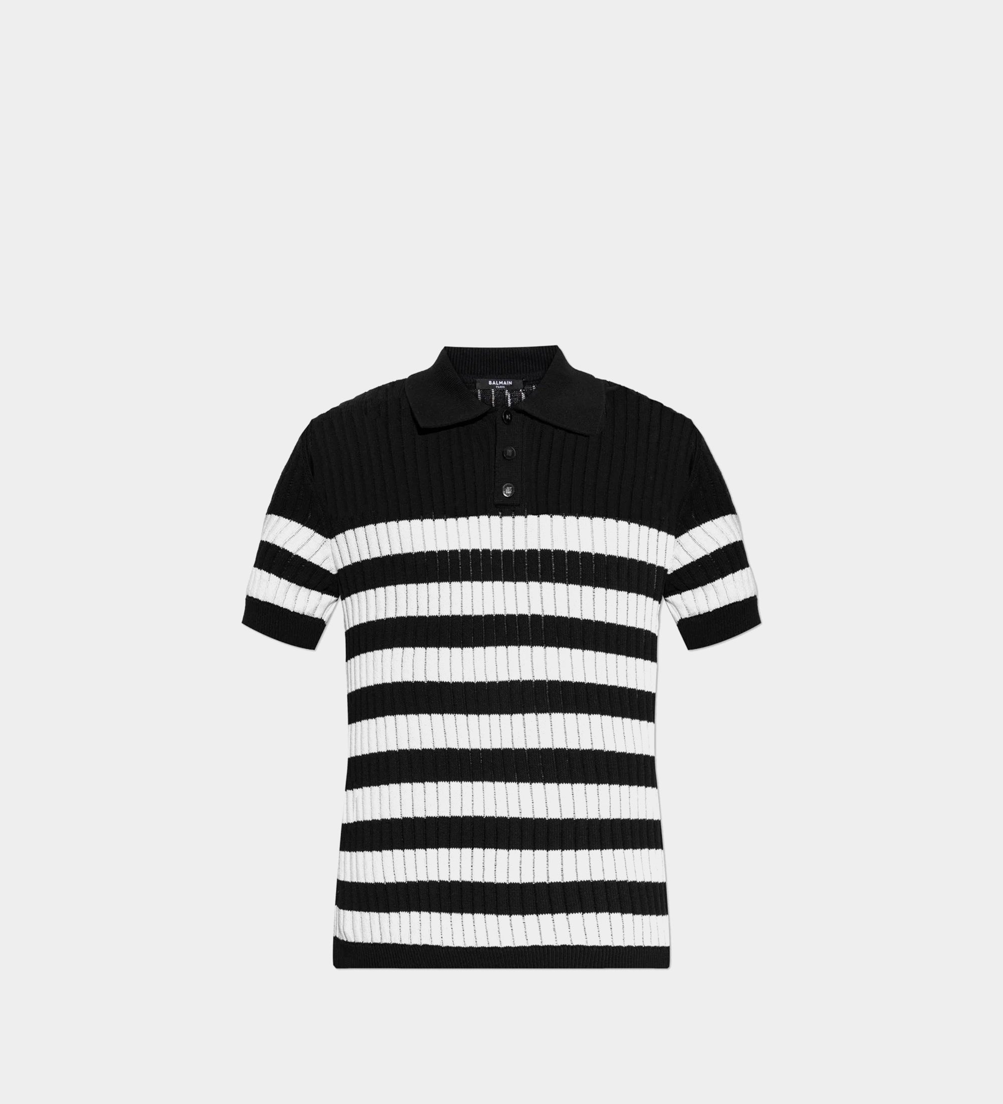 BALMAIN 條紋羅紋棉質針織 Polo 衫