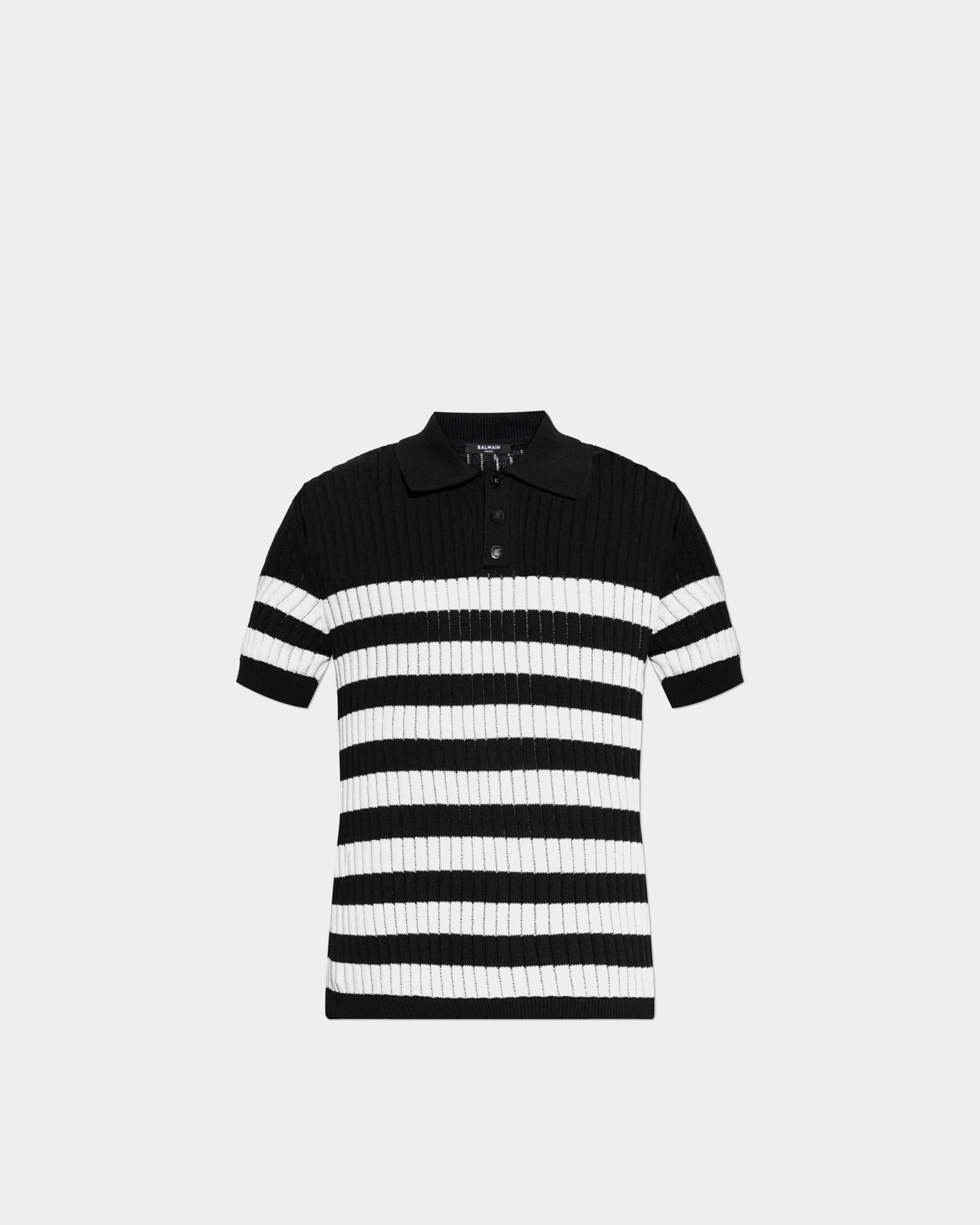 BALMAIN 條紋羅紋棉質針織 Polo 衫