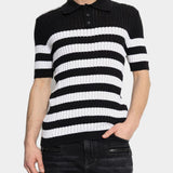 BALMAIN 條紋羅紋棉質針織 Polo 衫