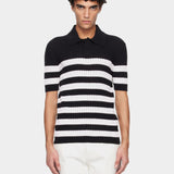 BALMAIN 條紋羅紋棉質針織 Polo 衫