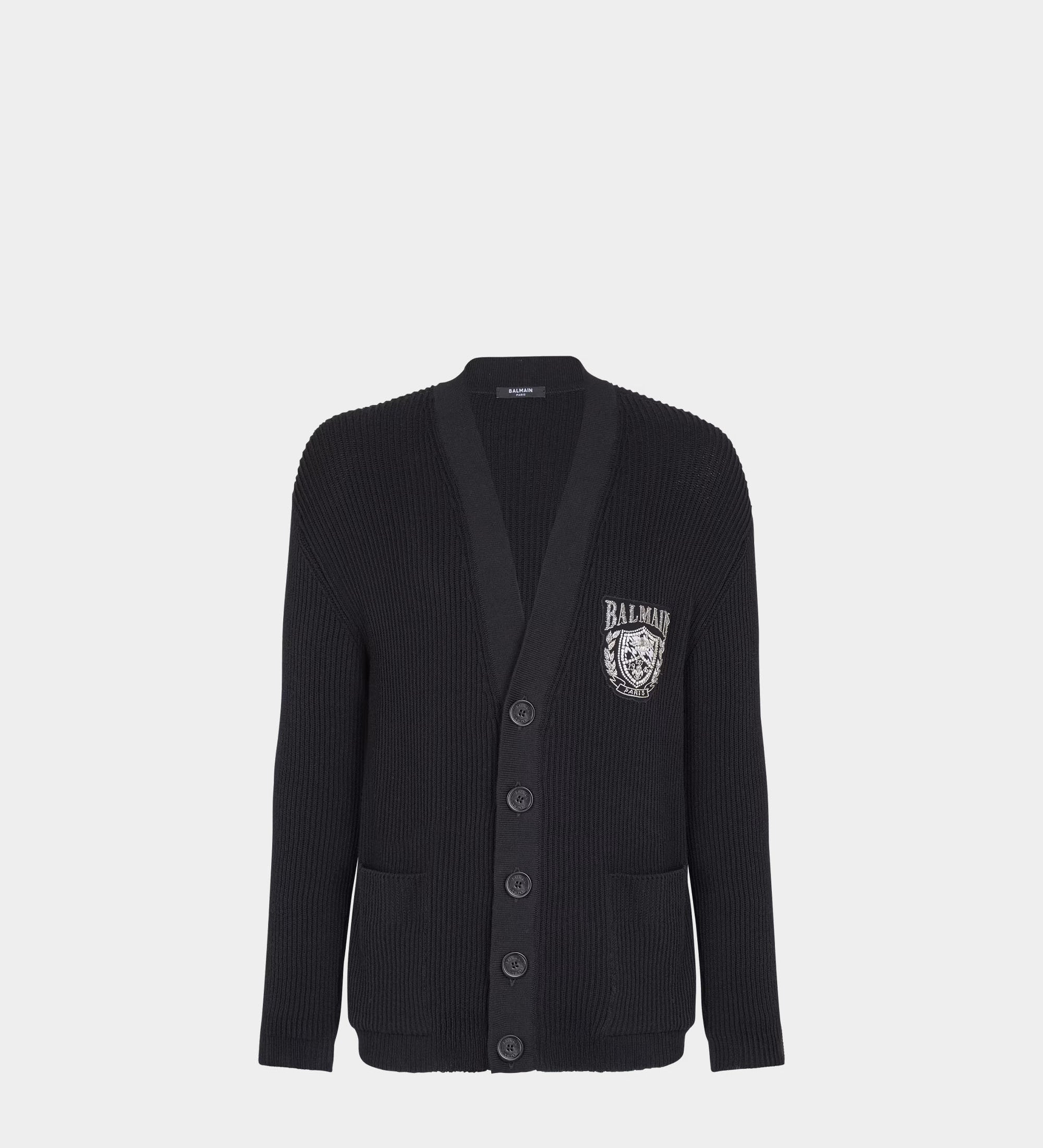 BALMAIN 棉質麻花針織開襟衫