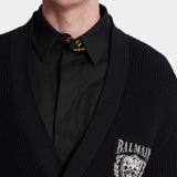 BALMAIN 棉質麻花針織開襟衫