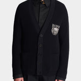 BALMAIN 棉質麻花針織開襟衫