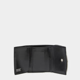 DIESEL D Logo三折皮革短夾