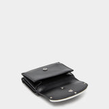 DIESEL D Logo三折皮革短夾