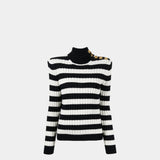 Balmain 高領黑白條紋毛衣 / 女