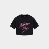 BALMAIN Short Pink Logo T-shirt - Black 