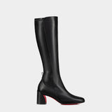 Christian Louboutin Jane Botta 黑色真皮 5.5 cm 膝下靴