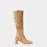 Christian Louboutin Jane Botta 裸色麂皮 5.5 cm 膝下靴