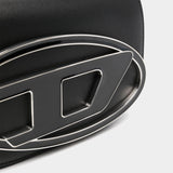 Diesel D Logo 磁扣皮革肩背包 - 黑