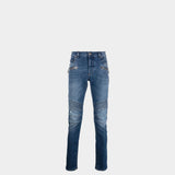 BALMAIN Distressed biker slim-fit jeans 