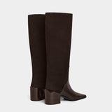 ALAÏA 拼接質感方頭及膝長靴