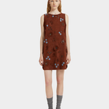 MARNI 無袖麂皮花朵洋裝